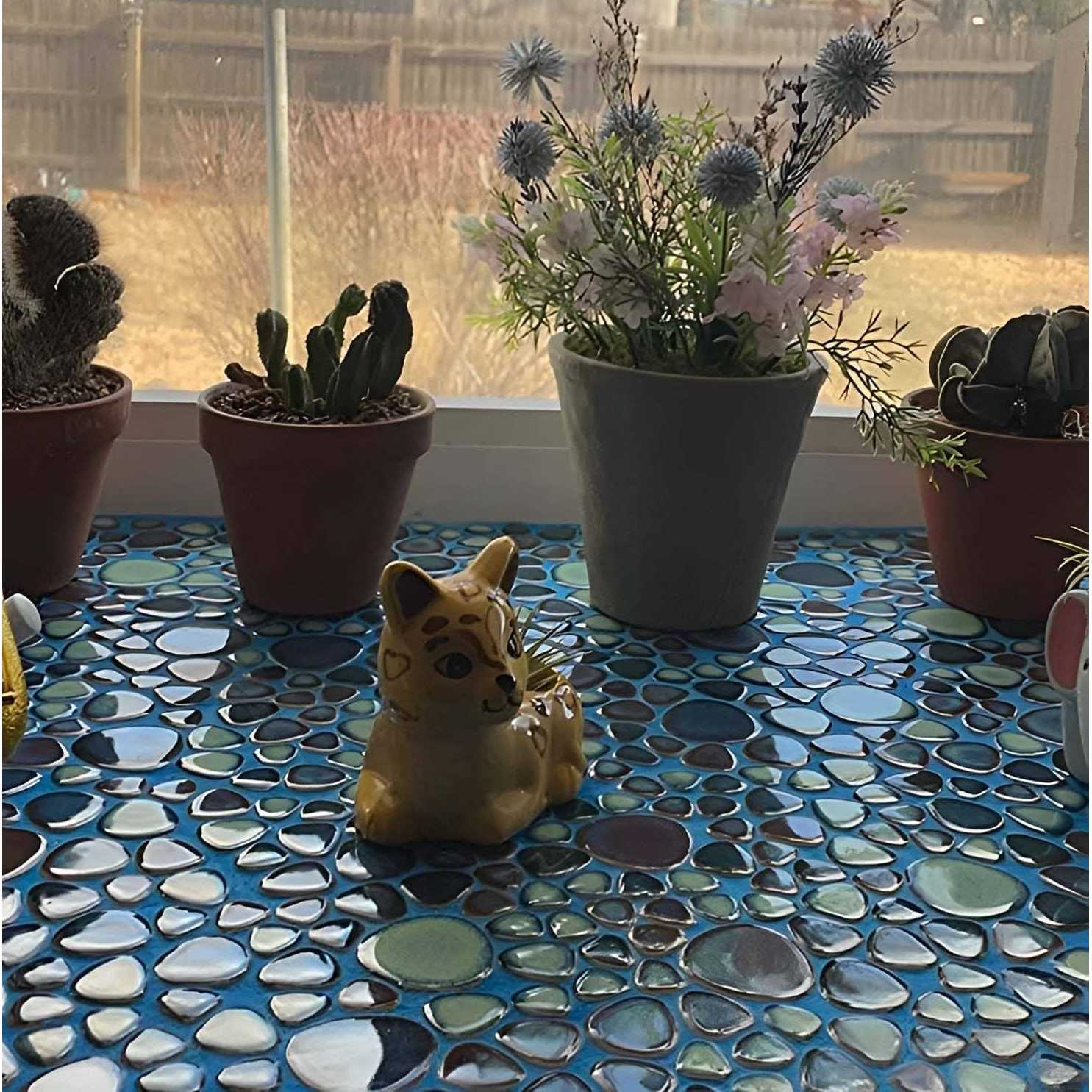 Hominter Glazed Porcelain Pebble Tile Heart-Shaped Backsplash and Wall Tiles - Image 3