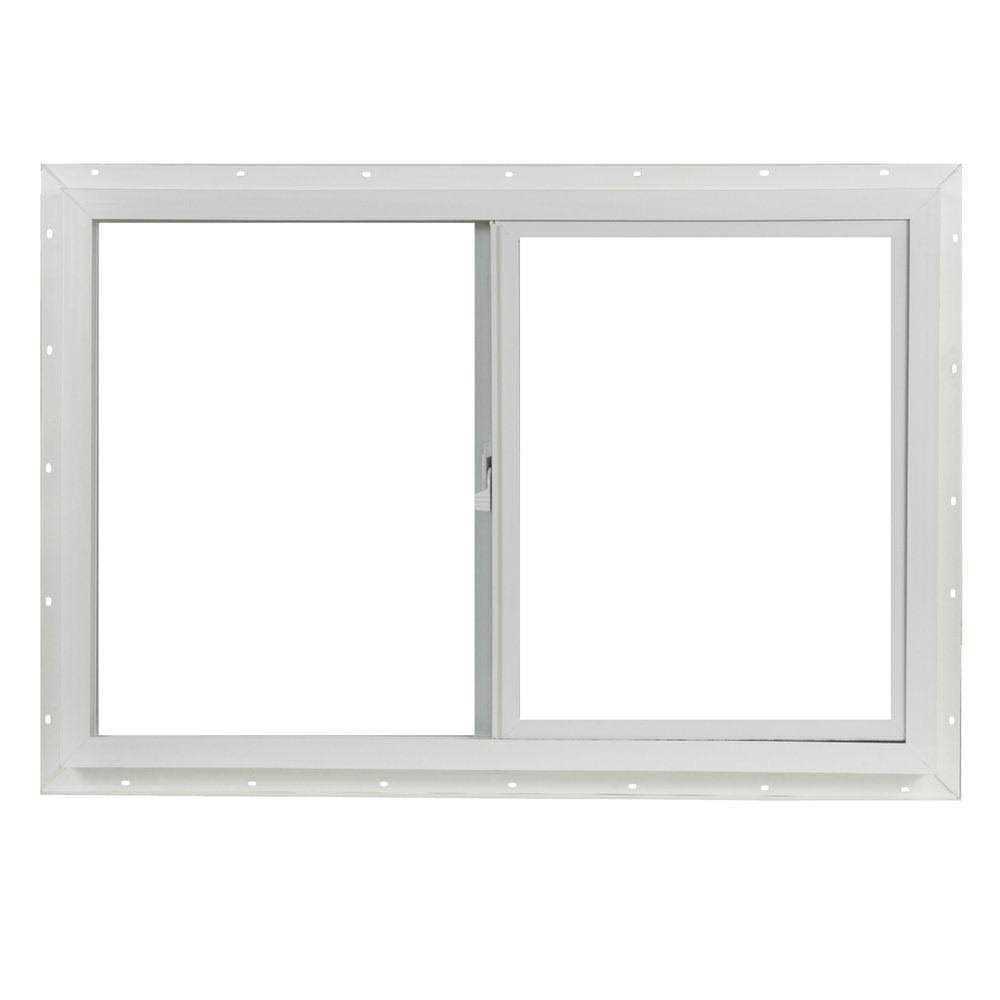 Project Source 10001 Series 35.5-in x 23.5-in 23.5-in x 3-in Jamb Left-Operable Vinyl New Construction White Sliding Window Half
