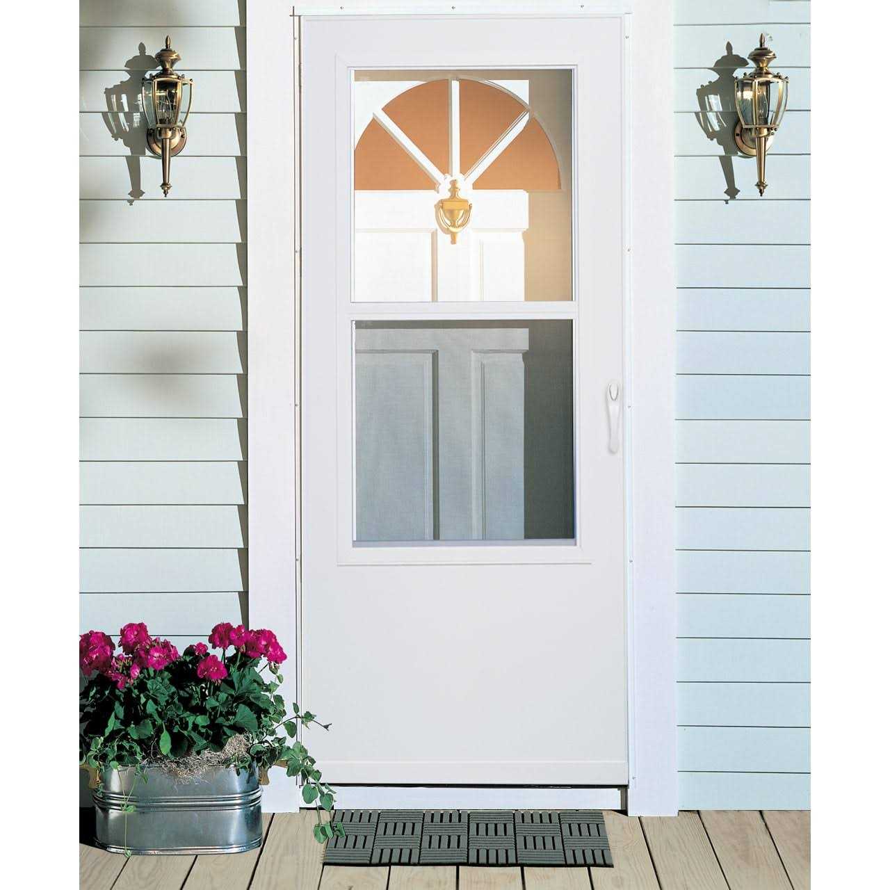 Larson Mobile Home 36-in x White Mid-View Universal Reversible Wood Core Storm Door - Image 3