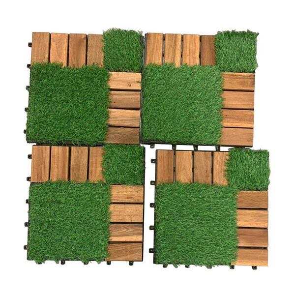 Pro Space 12 in. x 12 Acacia Wood Interlocking Flooring Tiles Grass Green PINS - Image 5