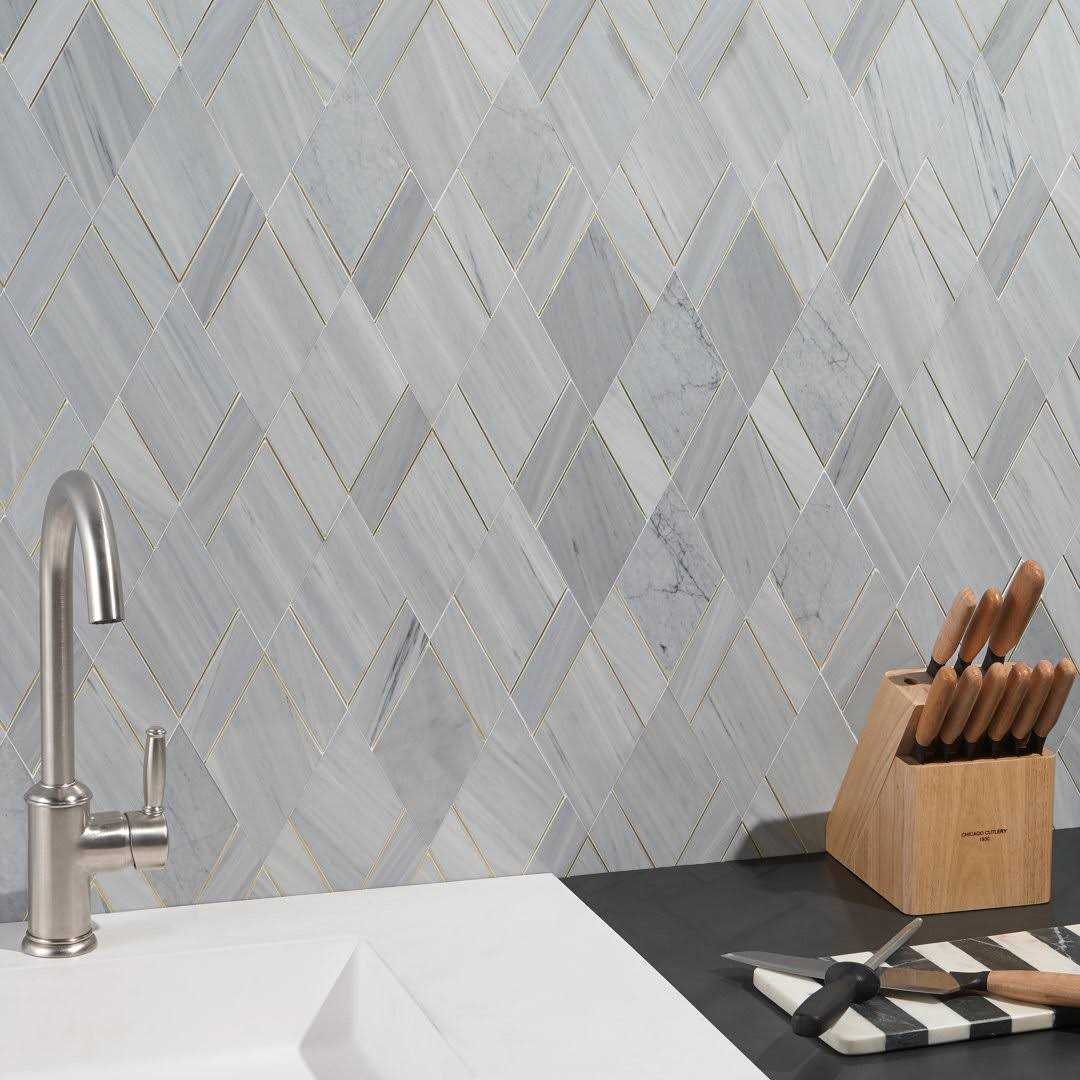 Ivy Hill Tile Mehko 11.81 in. x 14.96 in. Polished Marble and Brass Wall Tile - Image 3