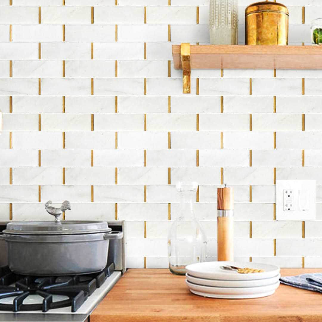 Natural Bianco 2 x 6 Marble Brick Joint Mosaic Wall Tile Supreme Tile - Image 3