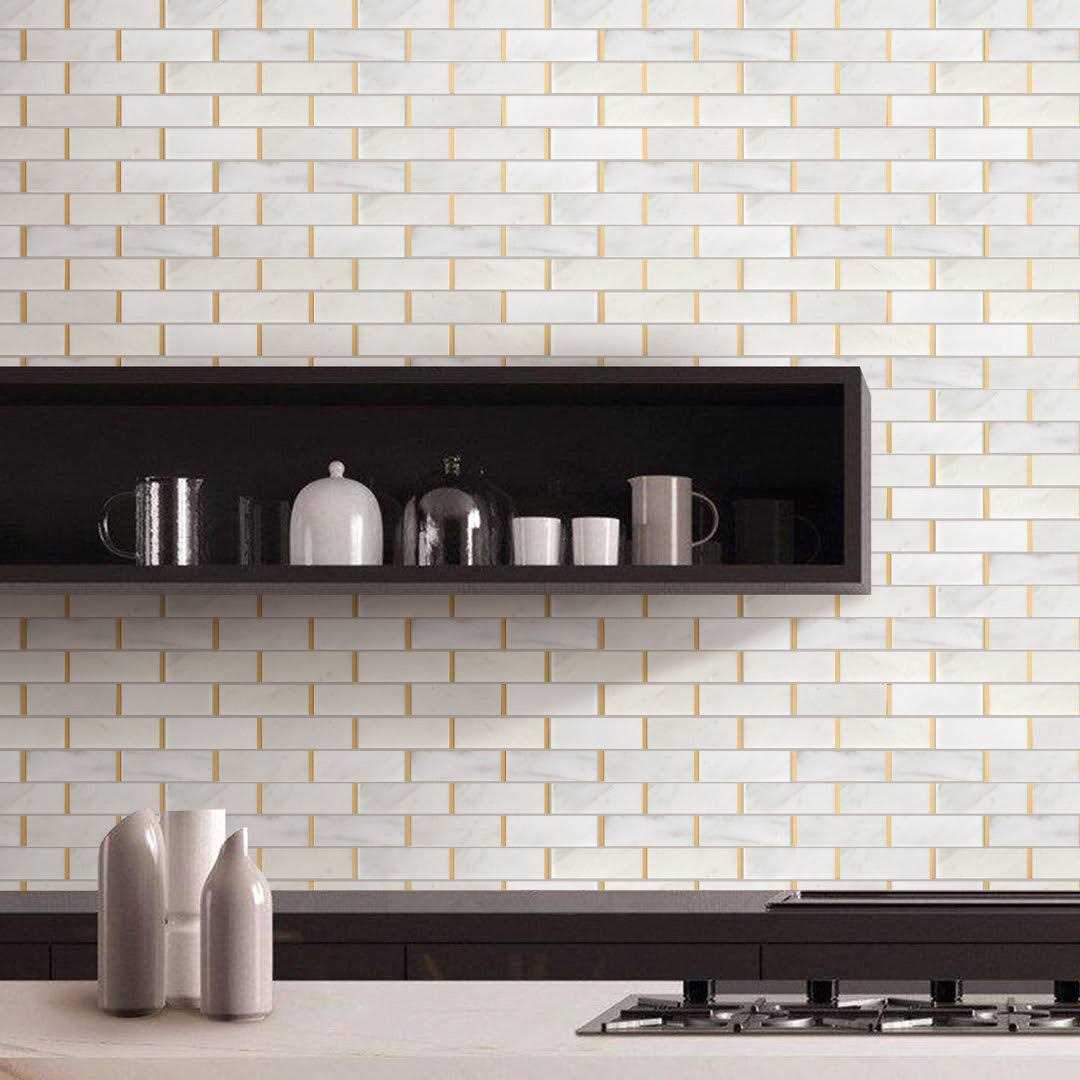 Natural Bianco 2 x 6 Marble Brick Joint Mosaic Wall Tile Supreme Tile - Image 4