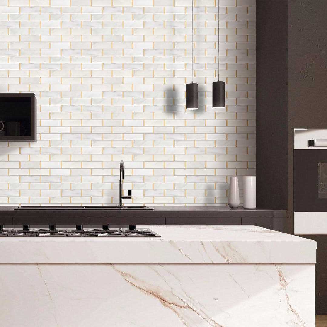 Natural Bianco 2 x 6 Marble Brick Joint Mosaic Wall Tile Supreme Tile - Image 5