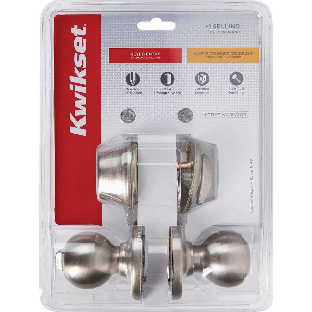 Kwikset Polo Keyed Entry and Single Cylinder Deadbolt Satin Nickel - Image 4