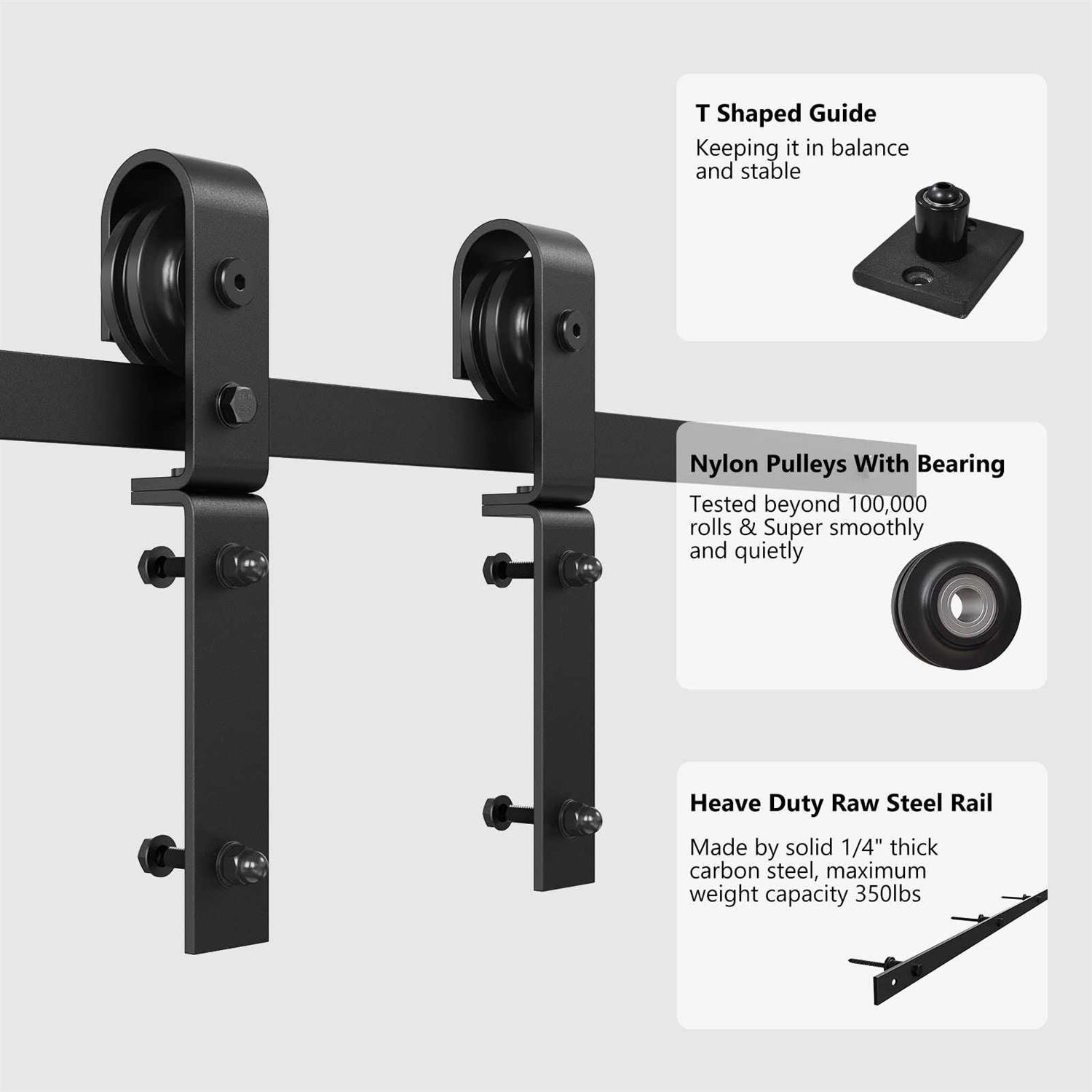 ROOMTEC 4ft Bi-Folding Sliding Barn Door Hardware Track Kit - Image 3