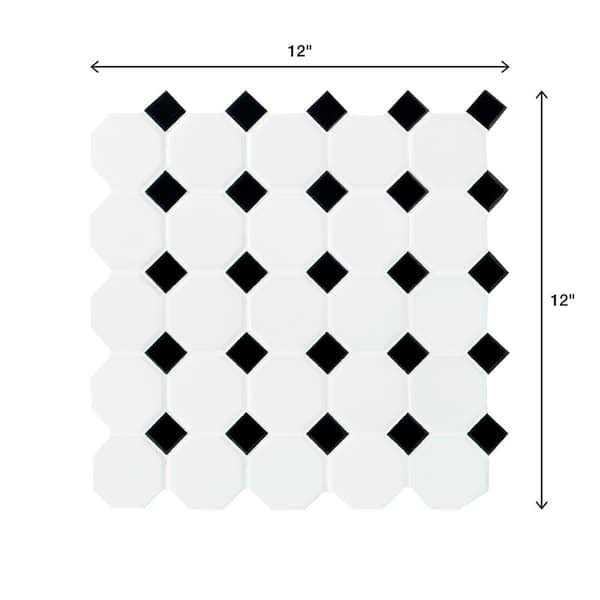 Daltile Octagon and Dot Matte White Dot 12 in. x 12 in. Glazed Ceramic Mosaic Tile - Image 4