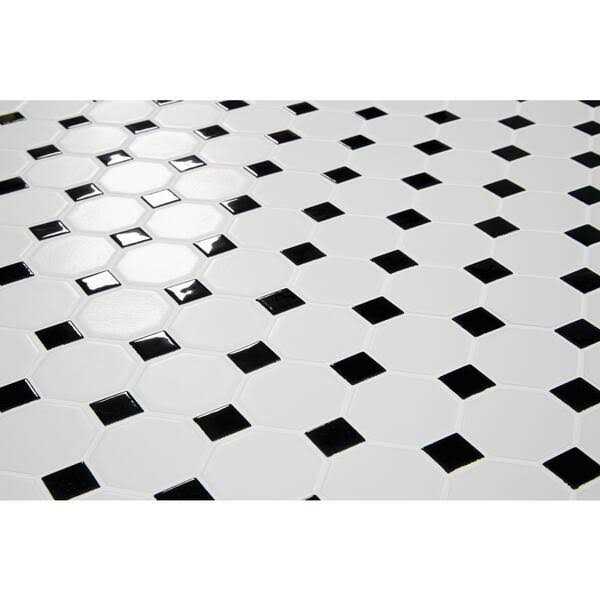 Daltile Octagon and Dot Matte White Dot 12 in. x 12 in. Glazed Ceramic Mosaic Tile - Image 5