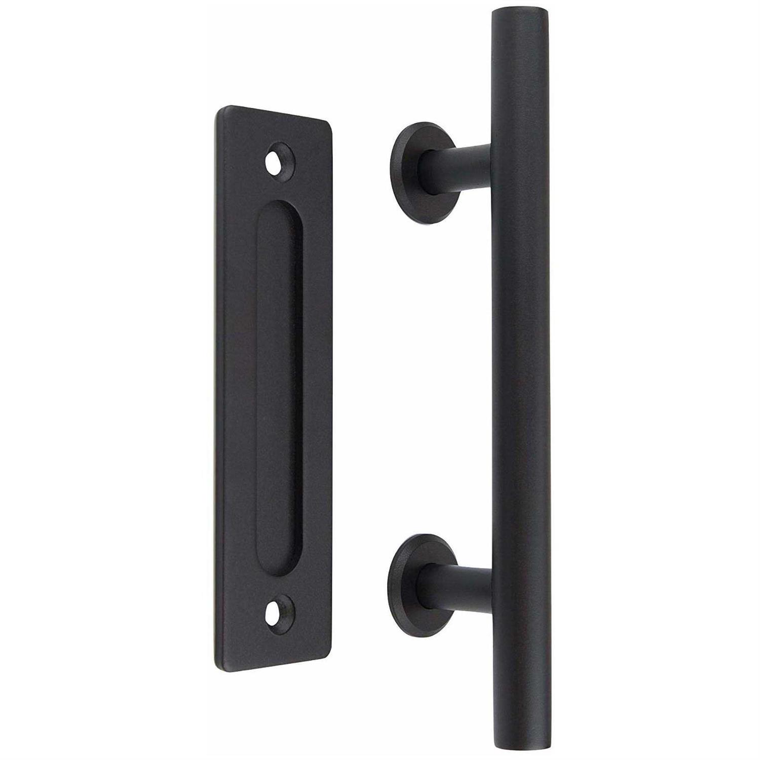 FaithLand 12 Heavy Duty Pull and Flush Door Handle Set in Black - Image 5
