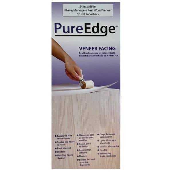 PureEdge 24 in. x 96 in. Khaya/Mahogany Real Wood Veneer with 10 mil Paperback - Image 2