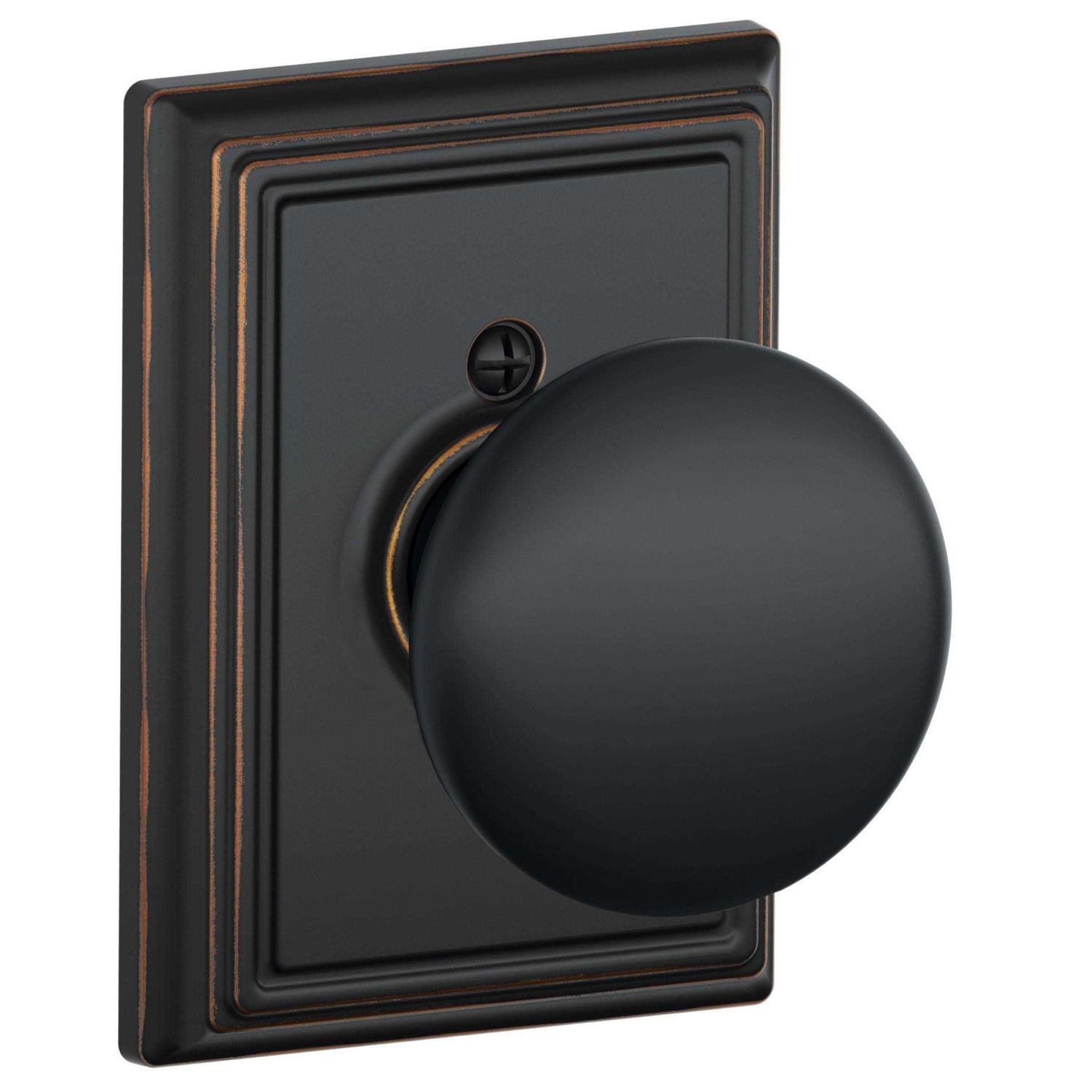 Schlage Plymouth One-Sided Dummy Door Knob with Decorative Addison Rosette F170PLY622ADD