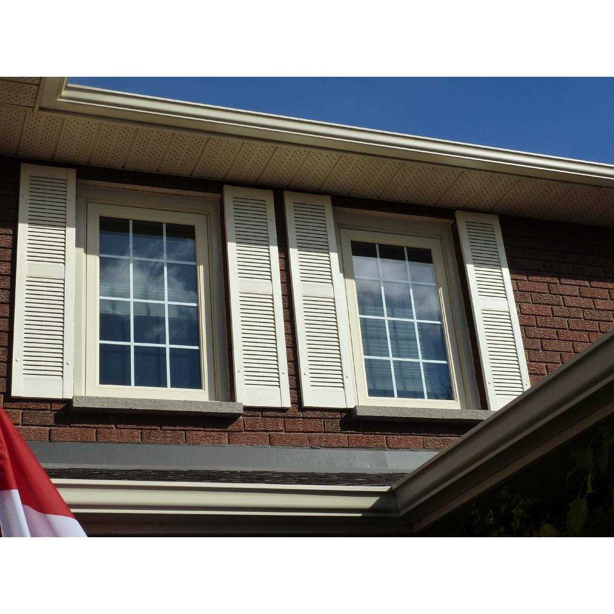 Ekena Millwork Lifetime Vinyl Standard Cathedral Top Center Mullion Open Louver Shutters - Image 4