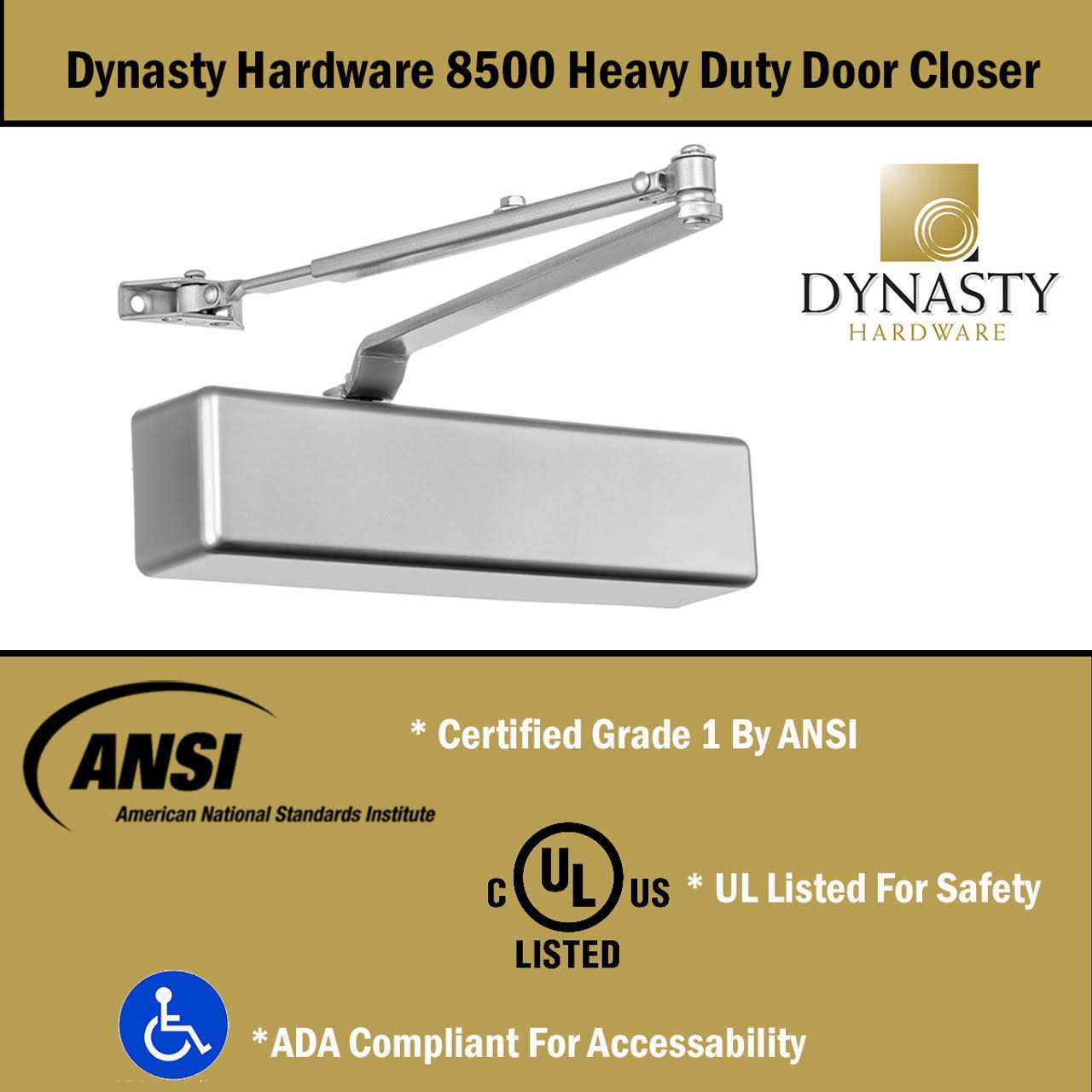 Dynasty Hardware 8500-ALUM Surface Mount Door Closer - Image 5
