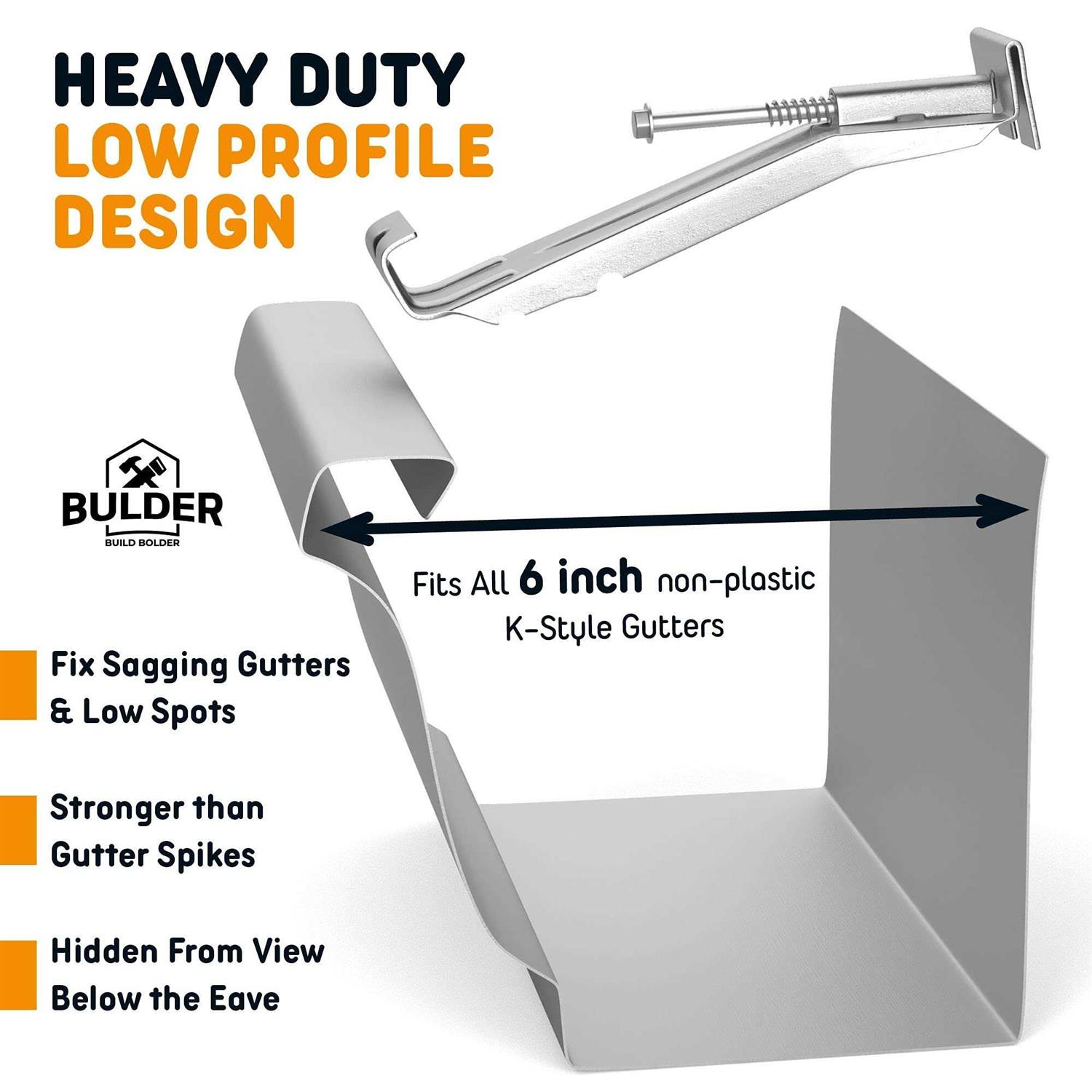 Bulder Quick Screw Gutter Hangers 5 Inch 5 Inch Gutter Clips with Bonus 6 Inch Drill Bit - Image 4