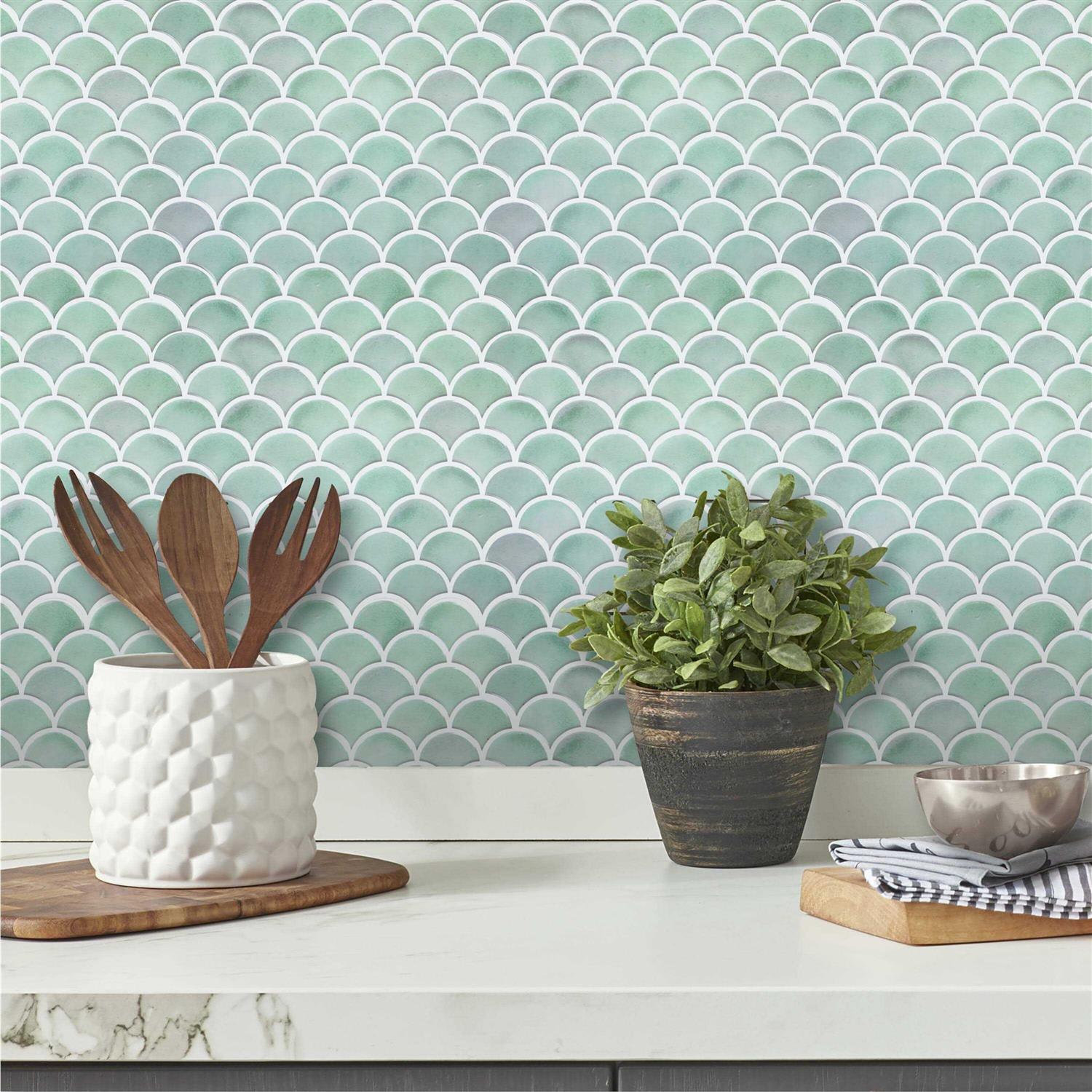 RoomMates Scallop Peel and Stick Backsplash Aqua - Image 3