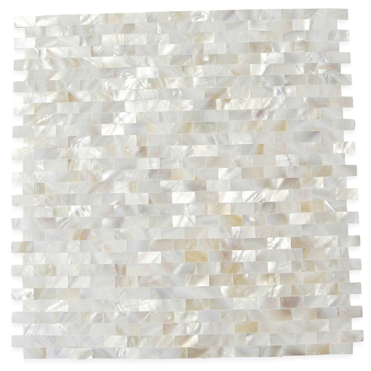 Ivy Hill Tile Serene White Bricks Seamless Pearl Shell Tile - Image 4