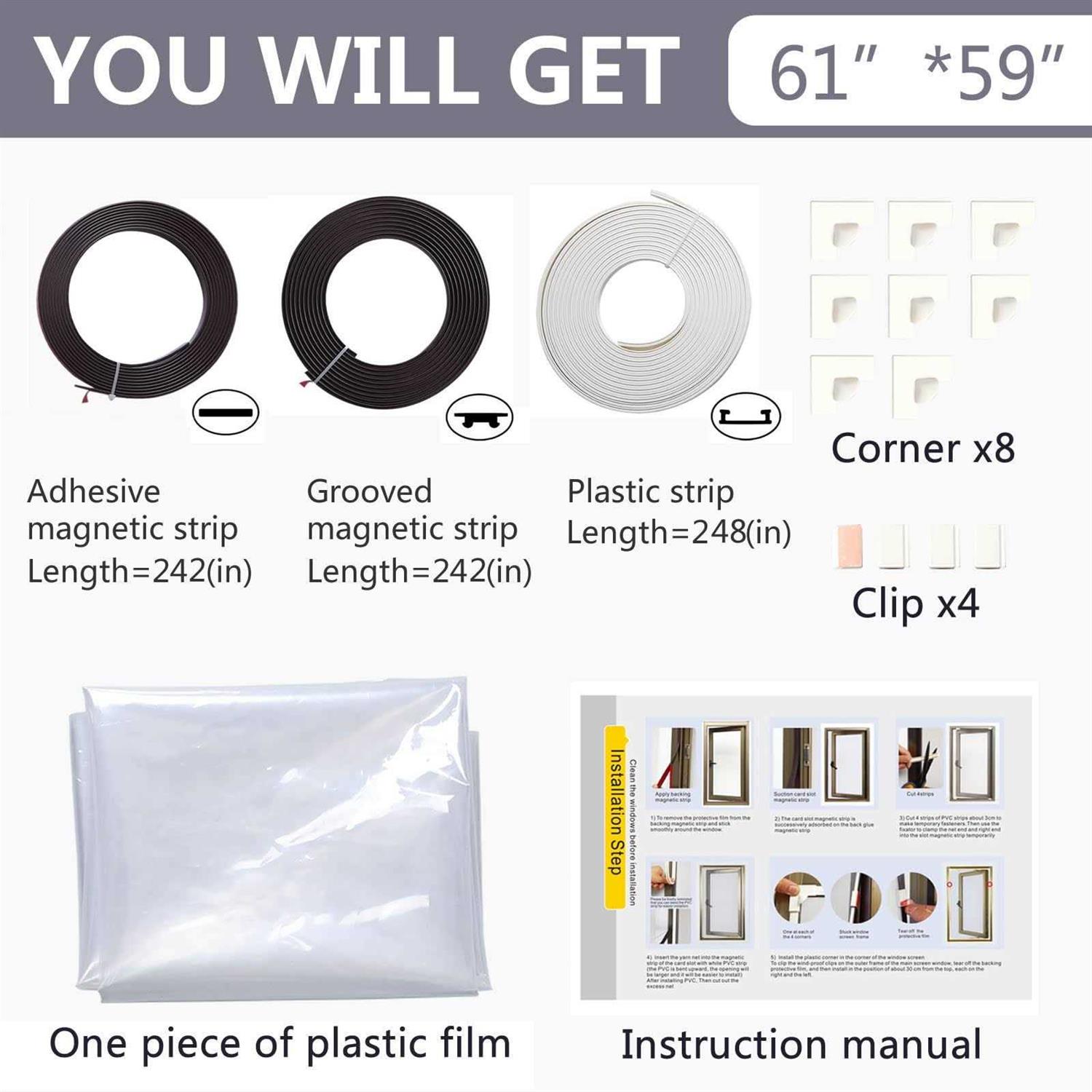 JOOFAN Magnetic Window Insulation Kit Heavy Duty Window Insulation Film with Full Frame Magnetic Strip Window Coverings to Keep Cold Out Storm Warm - Image 2