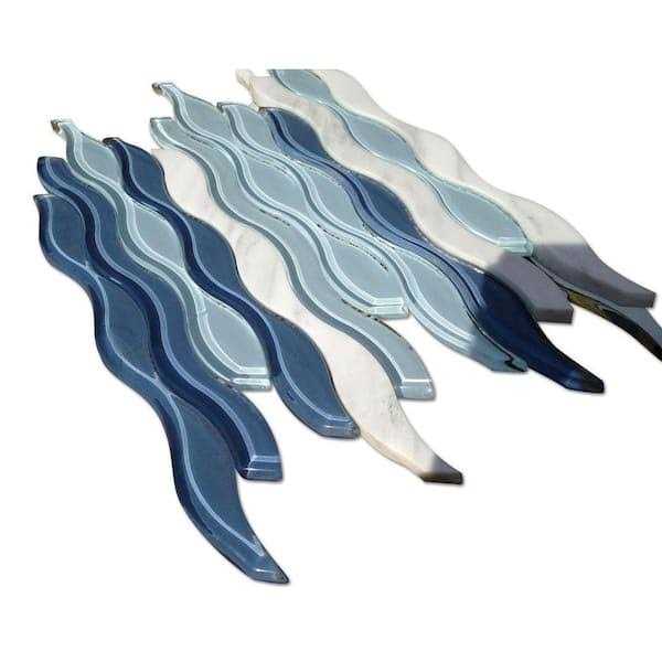 Ivy Hill Tile Flow Wave 11.5 in. x 12 in. Glass Mosaic Wall Tile - Image 4