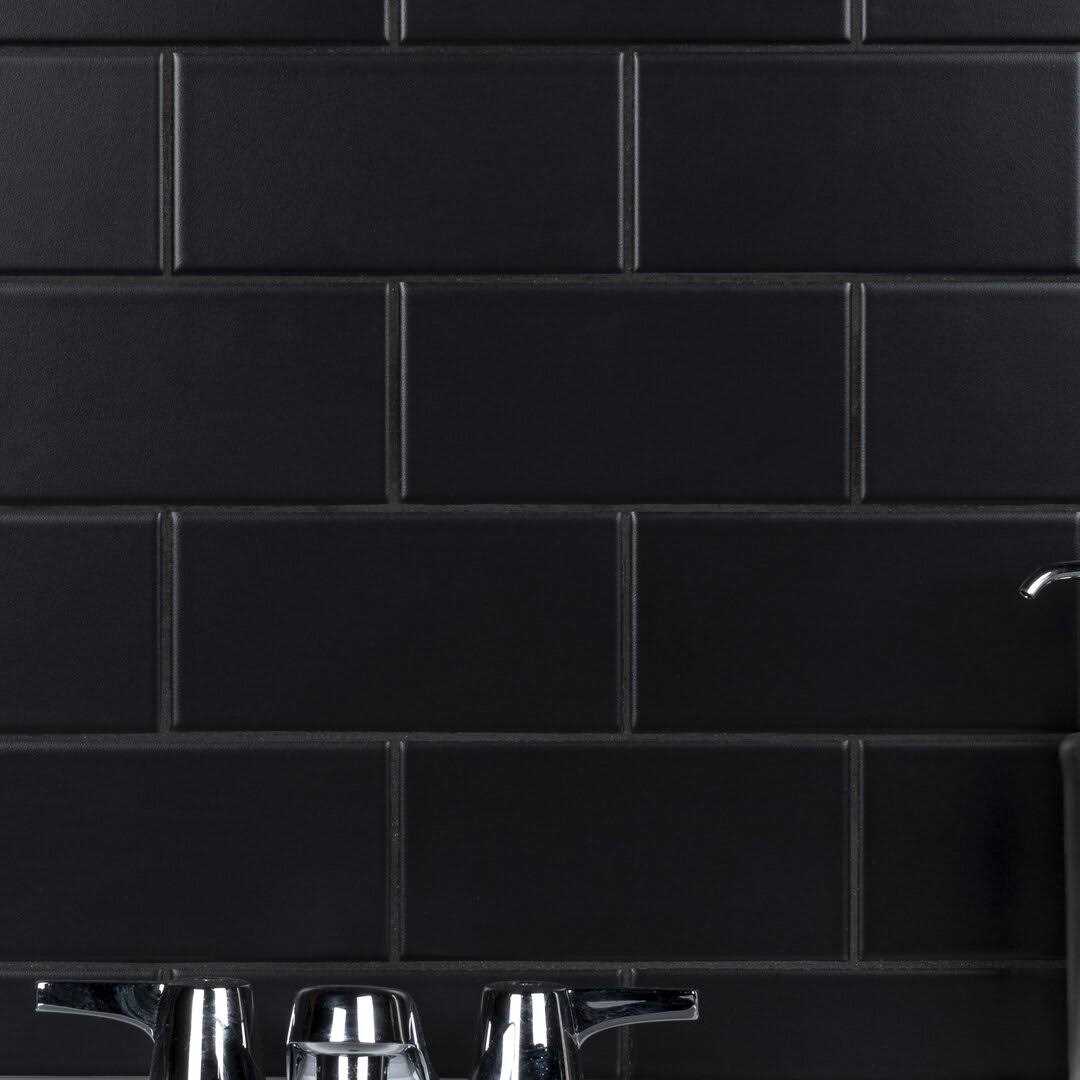 Merola Tile SomerTile 3 x 6-Inch Crown Heights Matte Black Ceramic Wall Tile - Image 5