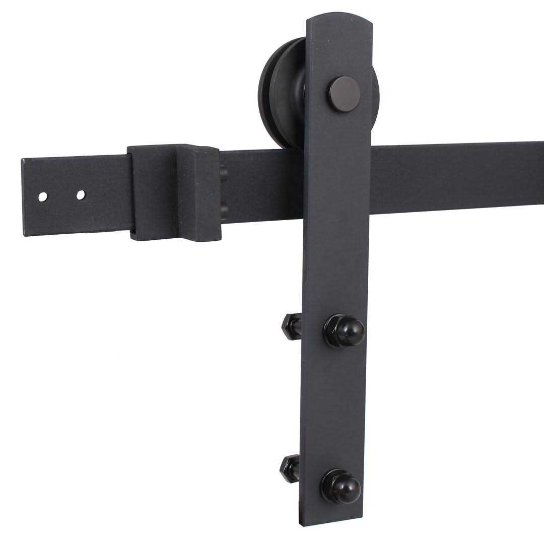 Calhome 72 in. Matte Black Classic Straight Strap Barn Style Sliding Door Track and Hardware Set