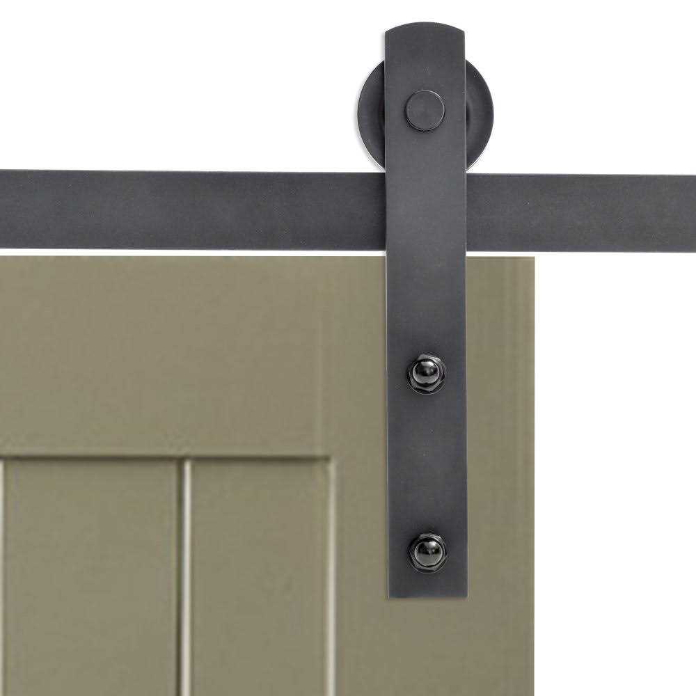 Calhome 72 in. Matte Black Classic Straight Strap Barn Style Sliding Door Track and Hardware Set - Image 3