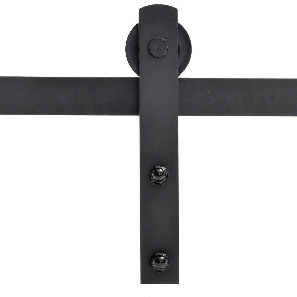 Calhome 72 in. Matte Black Classic Straight Strap Barn Style Sliding Door Track and Hardware Set - Image 5