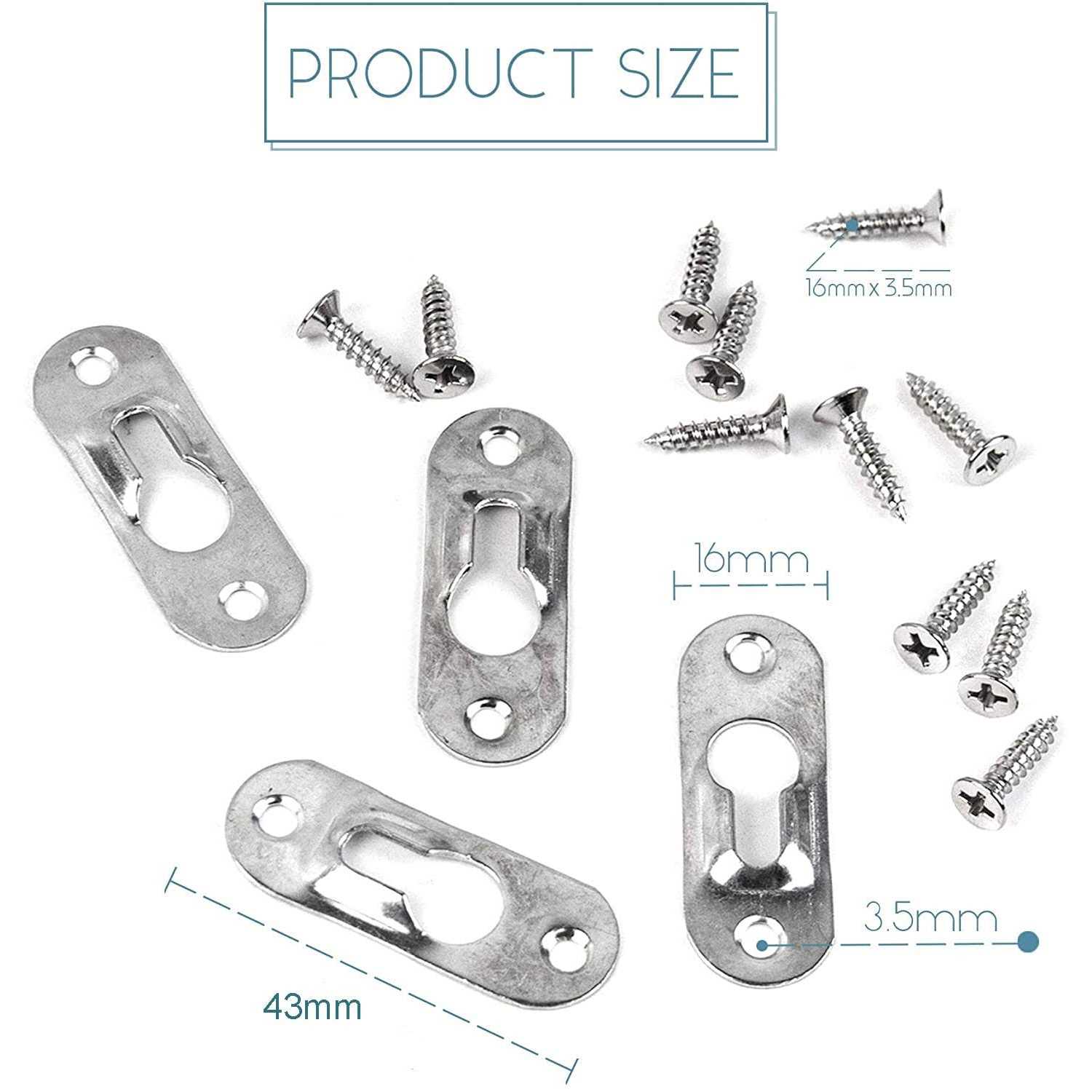 Framendino 20 Pack Silver Metal Single Keyhole Hangers with Screws Metal Keyhole Hanger Fasteners Picture Hanging Bracket Plate for Mirror Picture - Image 5