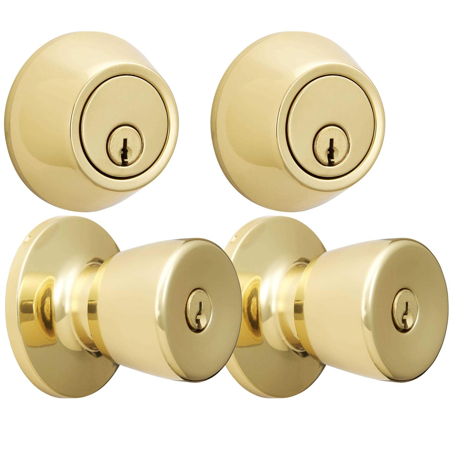 Hyper Tough Keyed Entry Tulip Doorknob and Deadbolt Combo