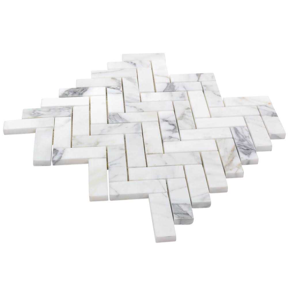 Calacatta Herringbone 1 x 3 Marble Mosaic Tile Ivy Hill Tile - Image 3