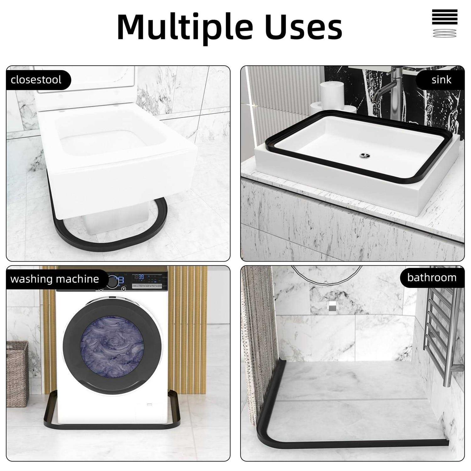 petioles Shower Threshold Water Dam Barrier Self Adhesive Silicone Splash Guard,Collapsible Water Guard for Kitchen Sink - Image 3