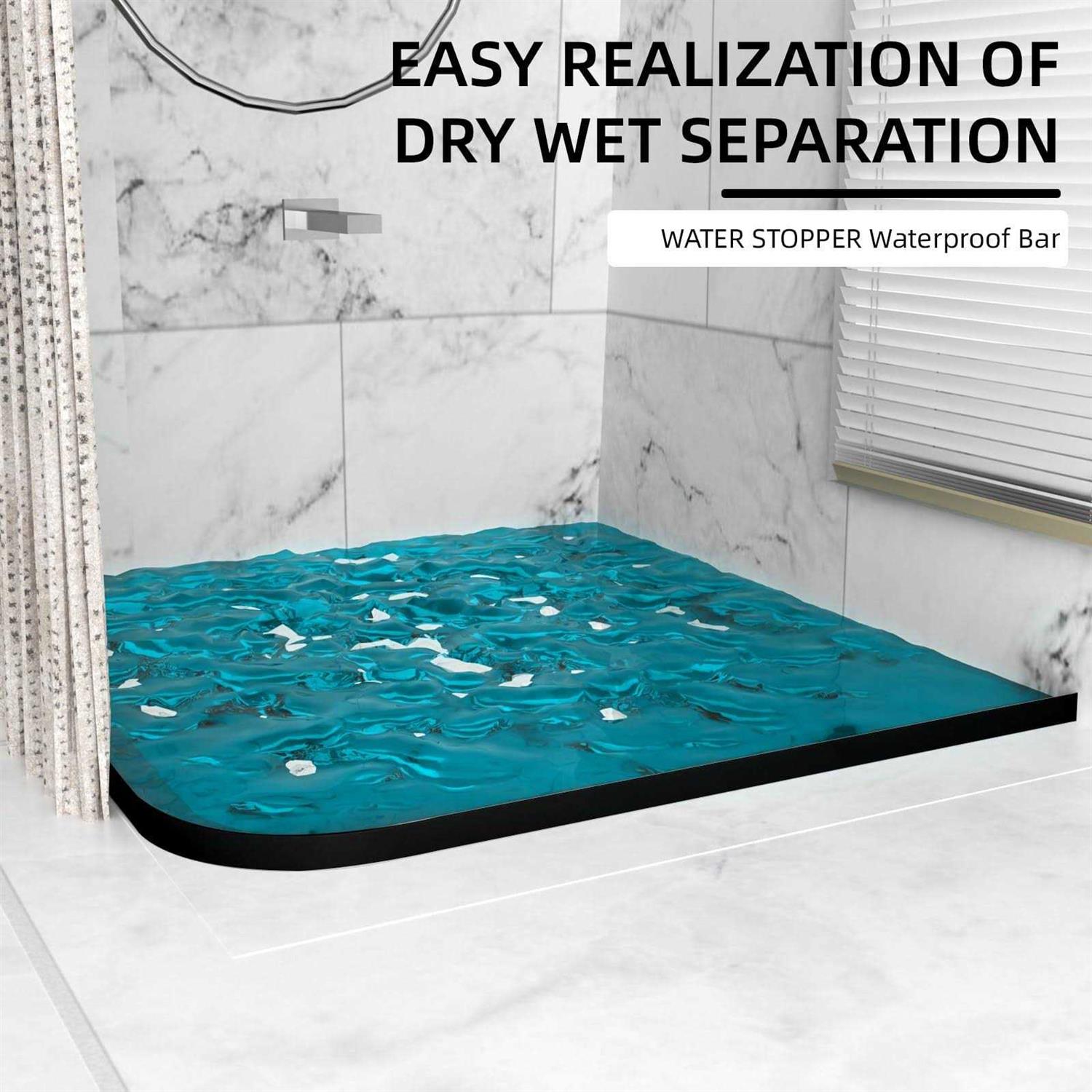 petioles Shower Threshold Water Dam Barrier Self Adhesive Silicone Splash Guard,Collapsible Water Guard for Kitchen Sink - Image 4