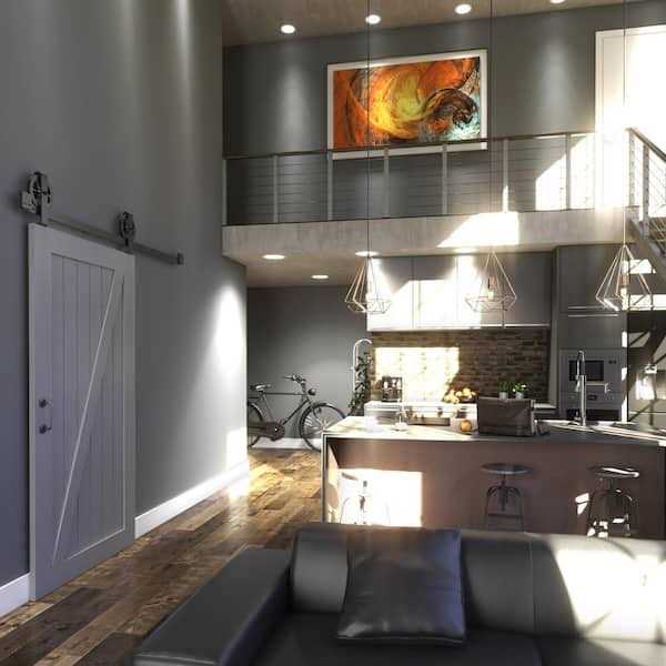 eightdoors Z-Shape Solid Core Grey Finished Interior Barn Door Slab - Image 4