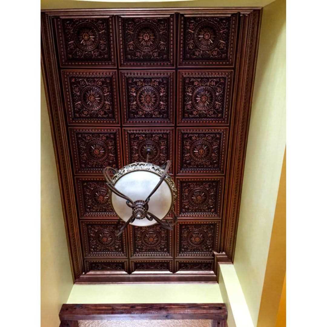 From Plain To Beautiful In Hours Da Vinci 2 ft. x 2 ft. PVC Lay-in Ceiling Tile in Antique - Image 4