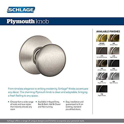 Schlage Passage Knob Plymouth F10 PLY 622 - Image 3