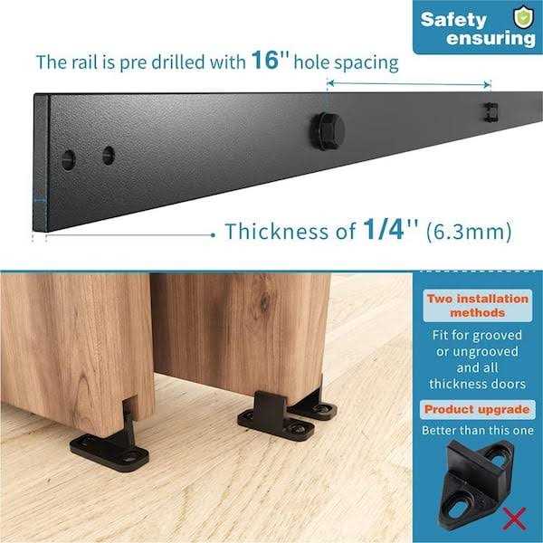 Sliding Single Bypass Double Door Barn Door Hardware Kit Lazio Track Length - Image 4