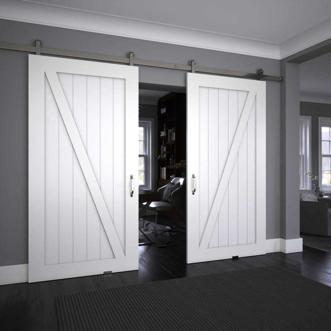 EightDoors Z-Shape White Primed Solid Wood Core Barn Door - Image 3