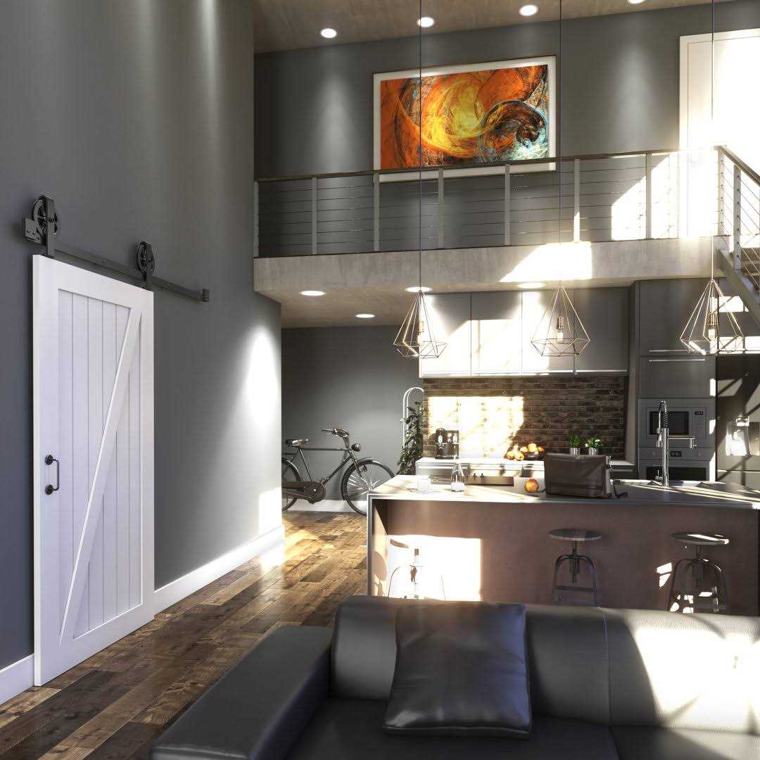 EightDoors Z-Shape White Primed Solid Wood Core Barn Door - Image 4