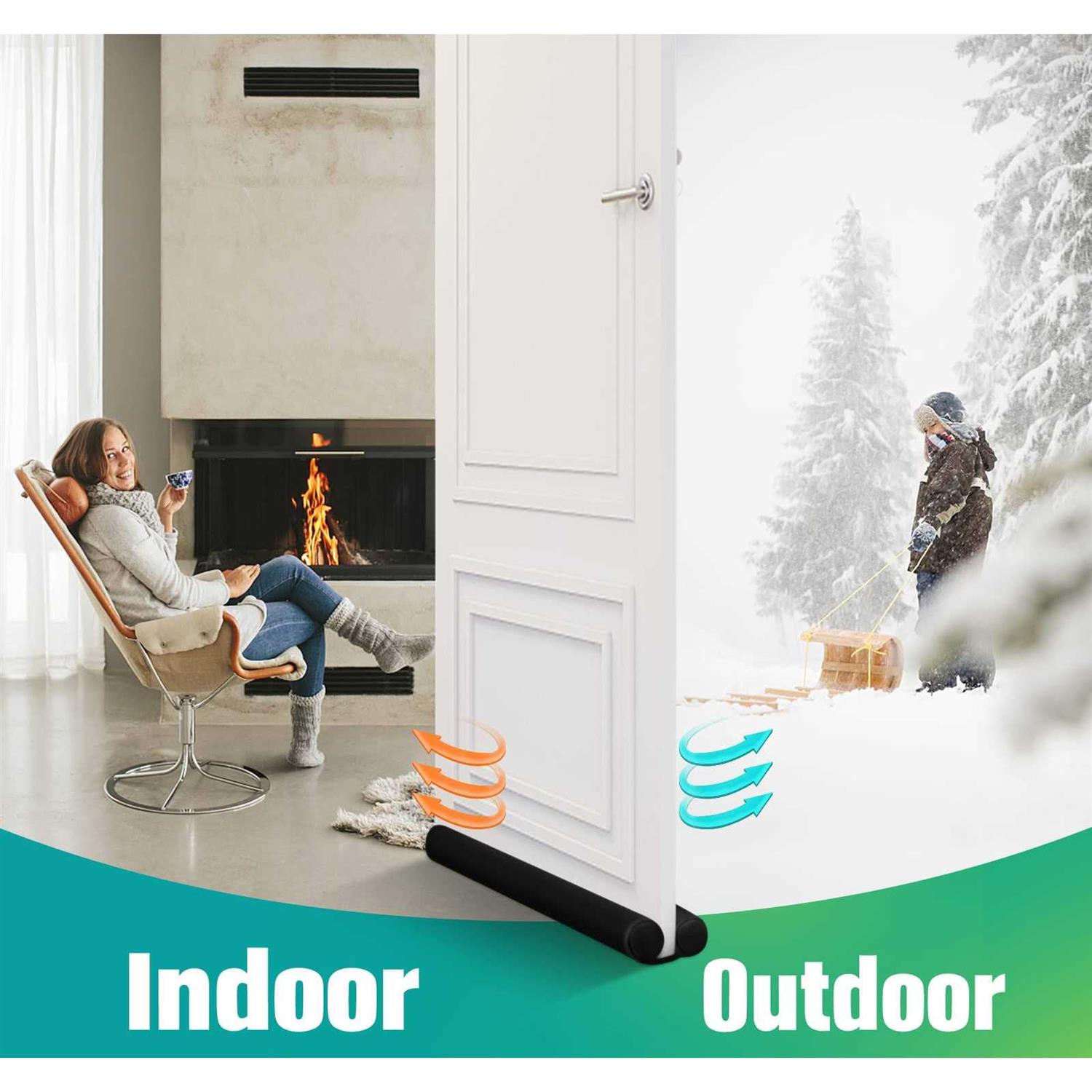 MAXTID Under Door Draft Blocker Black Door Draft Stopper 32-38 Reduce Breeze Cold Air Blocker Adjustable Door Seal Sweep Noise Stopper - Image 3