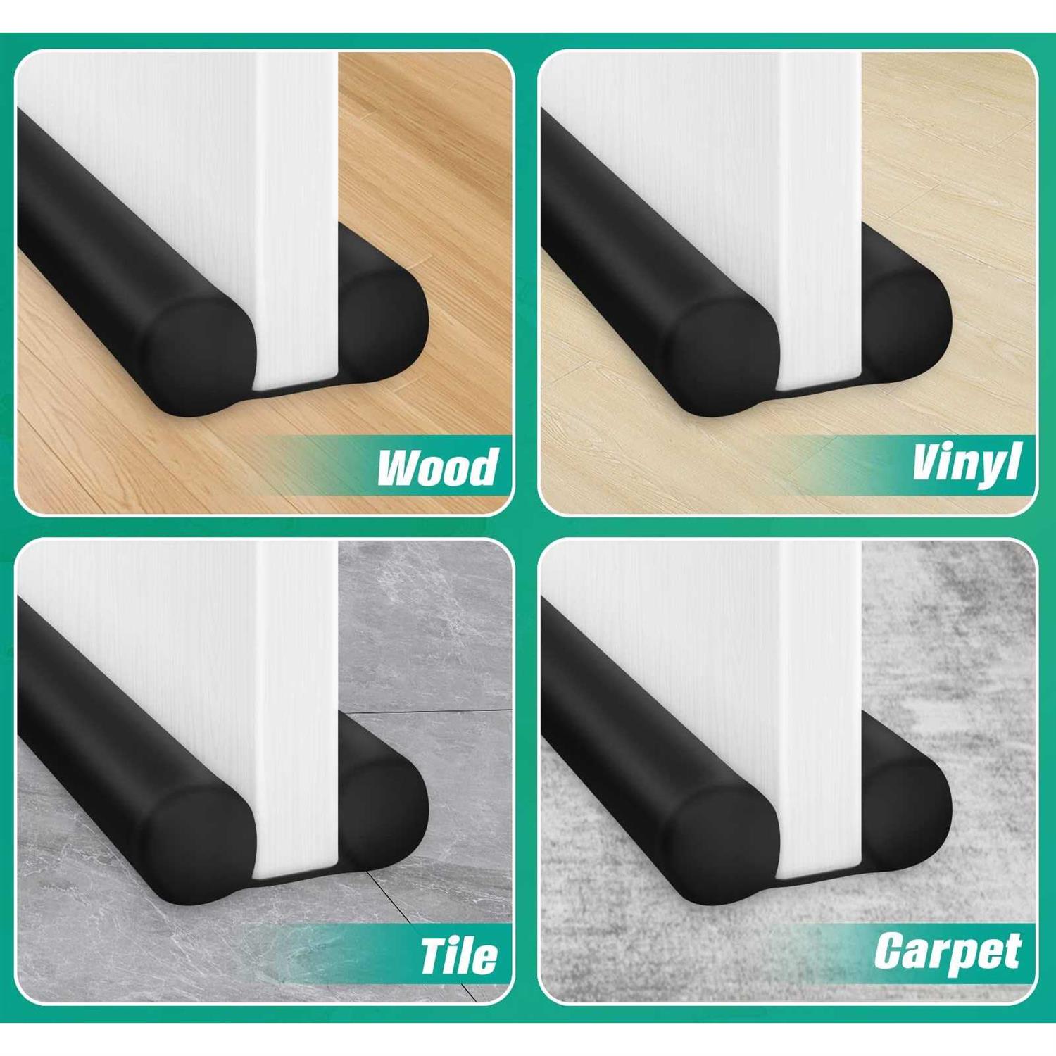 MAXTID Under Door Draft Blocker Black Door Draft Stopper 32-38 Reduce Breeze Cold Air Blocker Adjustable Door Seal Sweep Noise Stopper - Image 4
