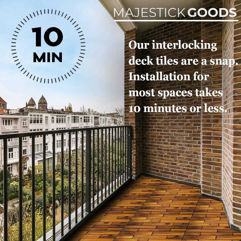 Majestick Goods Interlocking Deck Tiles 8 Pack Snap Together Wood Flooring - Image 3