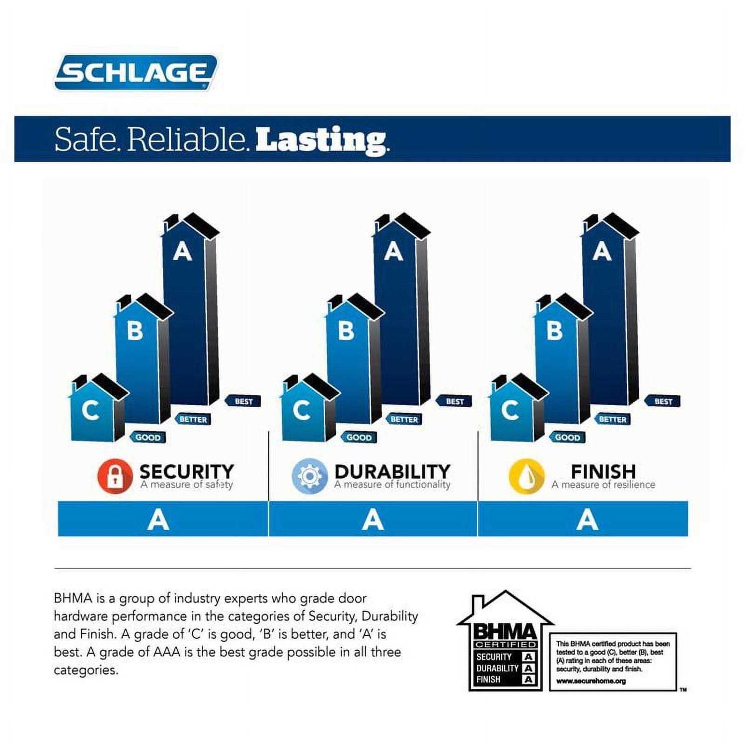 Schlage Matte Black Single Cylinder Deadbolt and Plymouth Keyed Entry Knob - Image 3