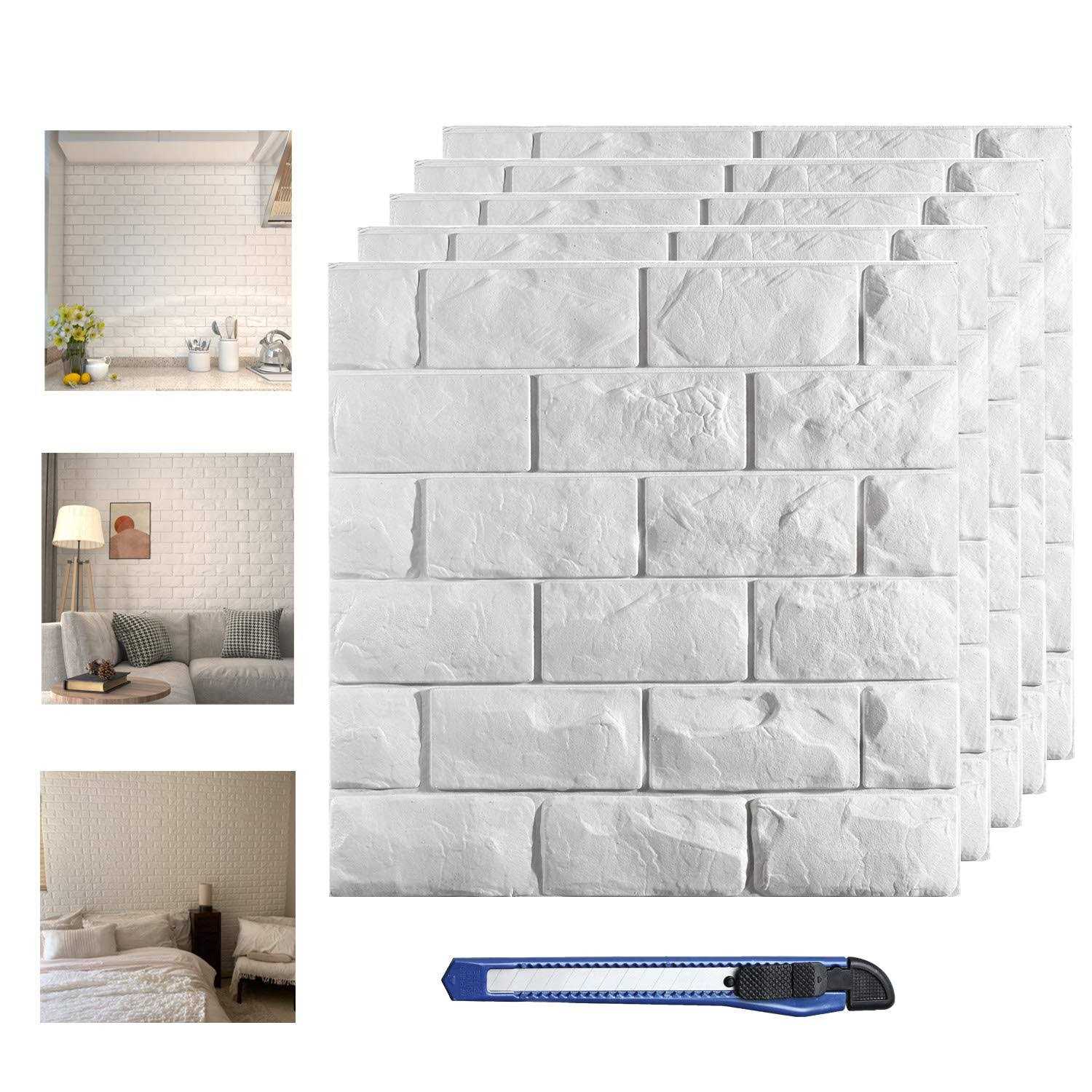 Circloophs 3d Wall Panels White Brick Printable 3d Wallpaper Stick and Peel Self Adhesive Waterproof Foam Faux Brick Paneling