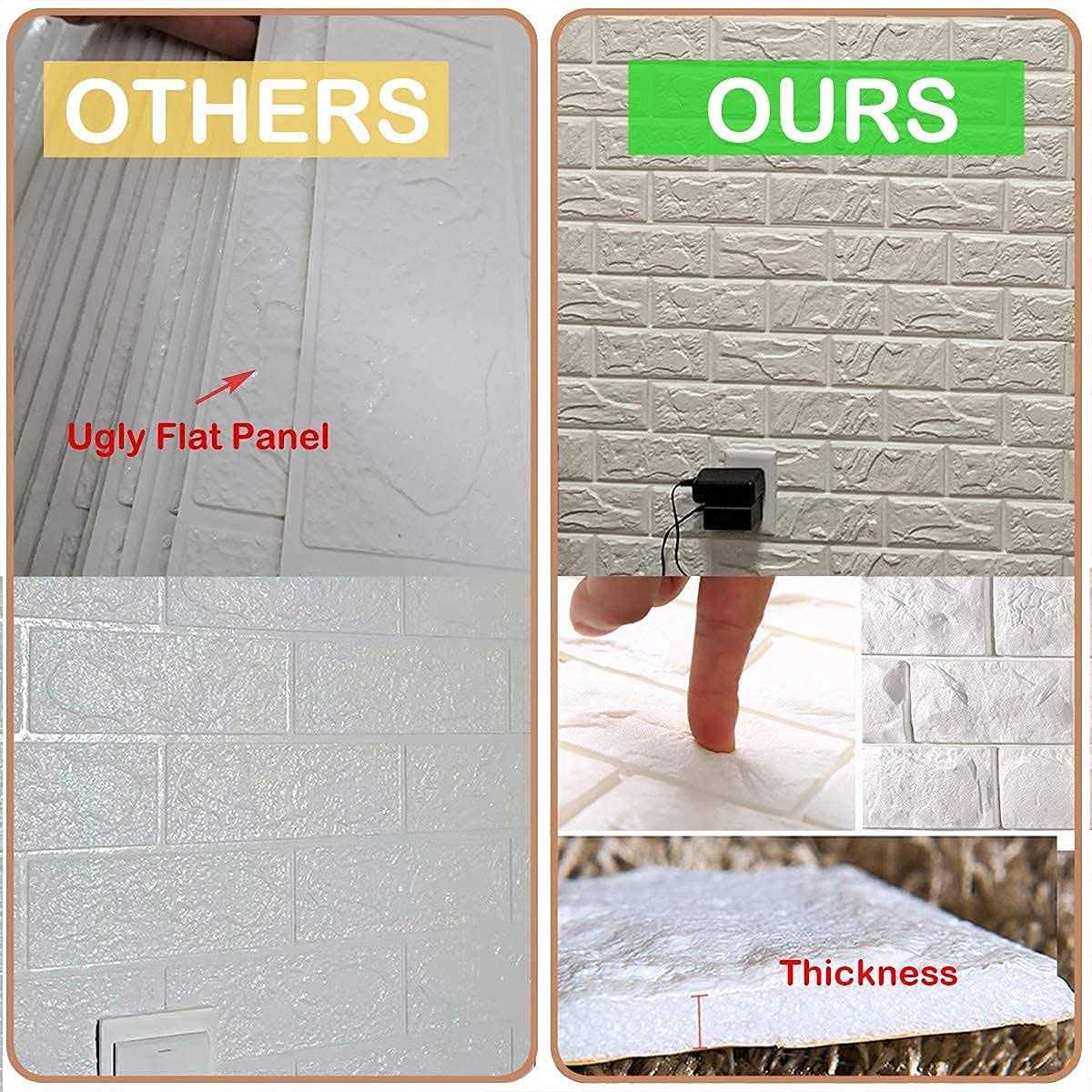 Circloophs 3d Wall Panels White Brick Printable 3d Wallpaper Stick and Peel Self Adhesive Waterproof Foam Faux Brick Paneling - Image 2