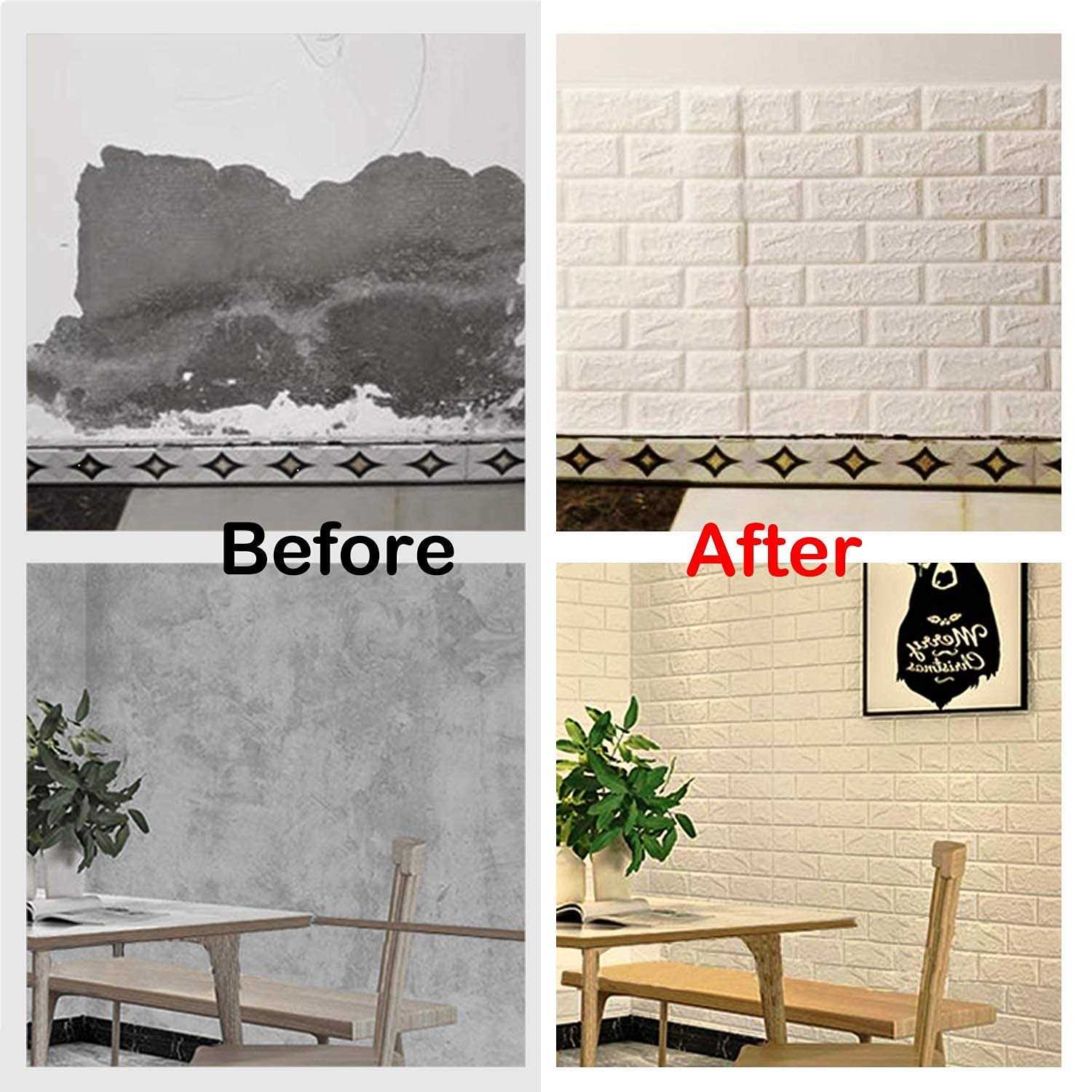 Circloophs 3d Wall Panels White Brick Printable 3d Wallpaper Stick and Peel Self Adhesive Waterproof Foam Faux Brick Paneling - Image 5