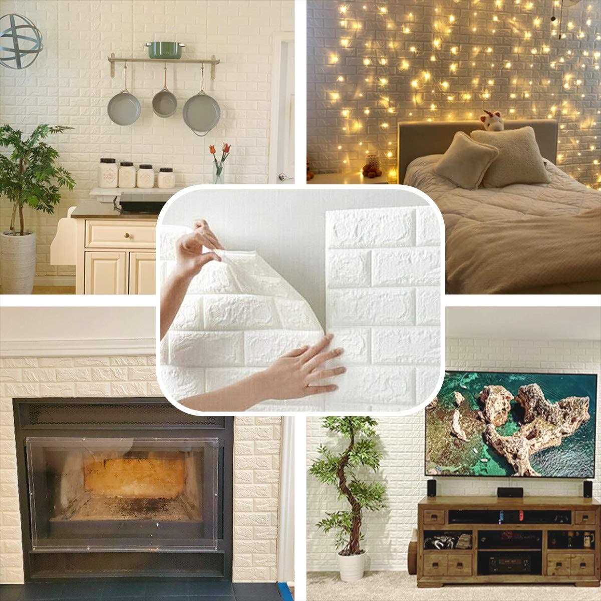 Circloophs 3d Wall Panels White Brick Printable 3d Wallpaper Stick and Peel Self Adhesive Waterproof Foam Faux Brick Paneling - Image 2