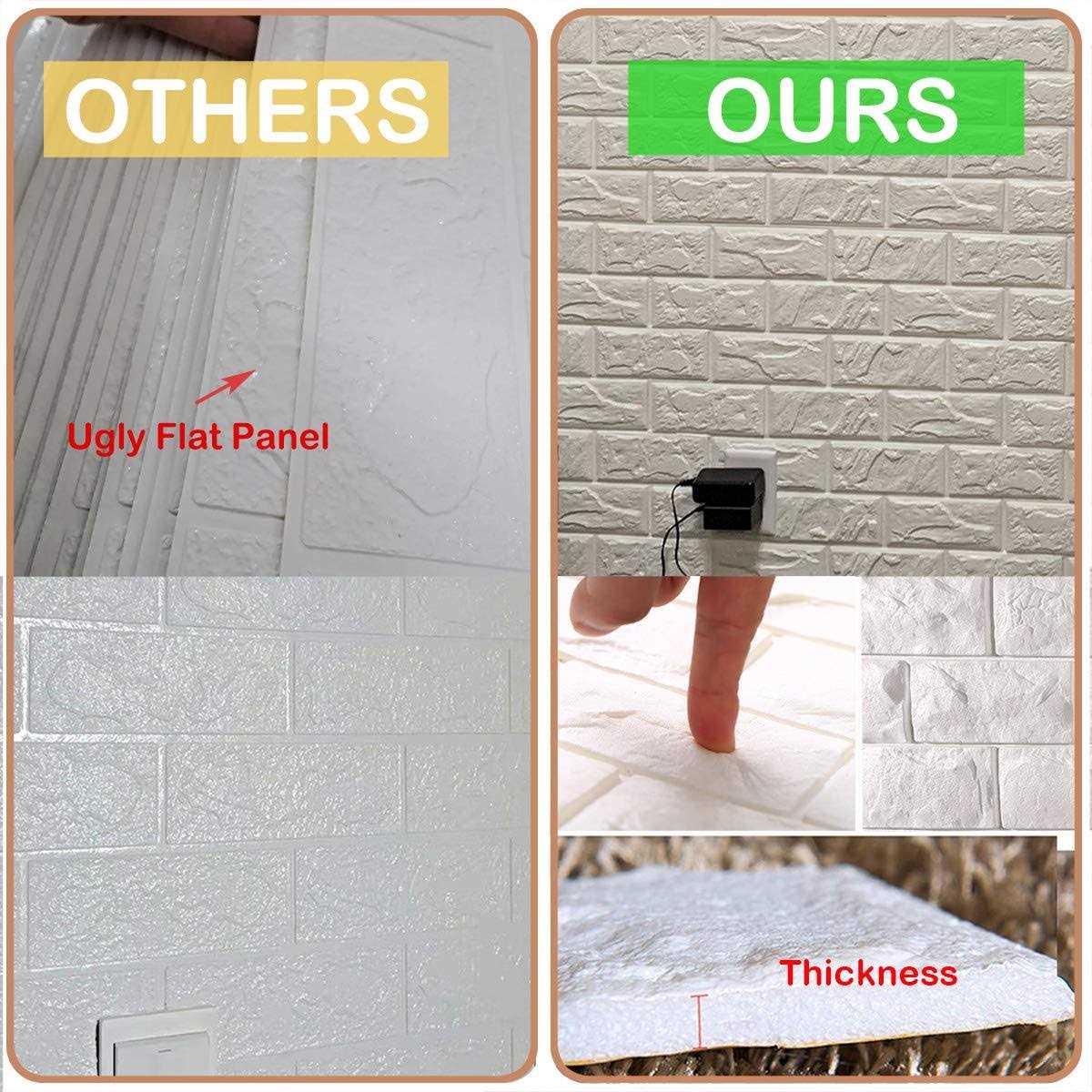 Circloophs 3d Wall Panels White Brick Printable 3d Wallpaper Stick and Peel Self Adhesive Waterproof Foam Faux Brick Paneling - Image 4