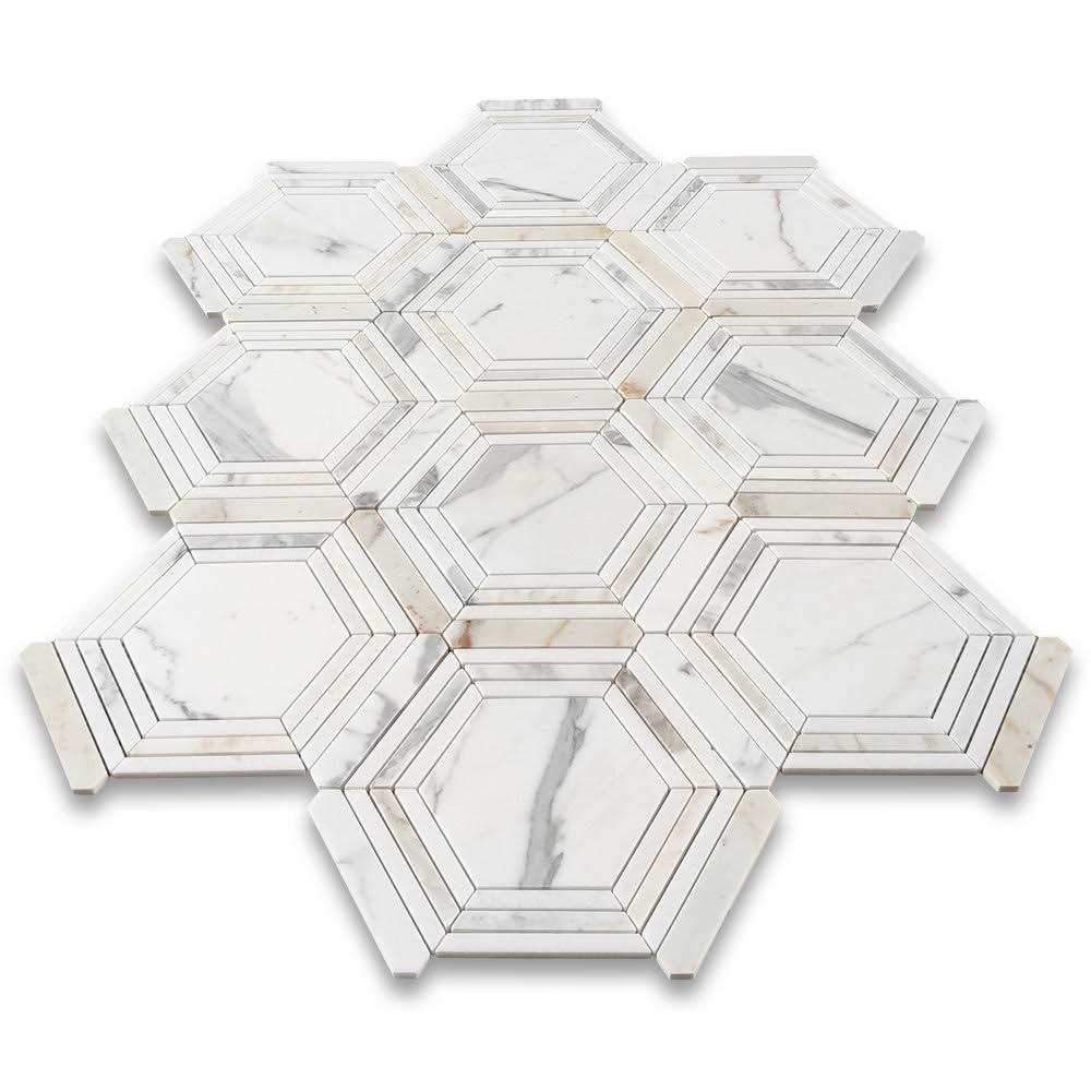 Calacatta 9 x 8 Marble Mosaic Tile Marble Online - Image 2