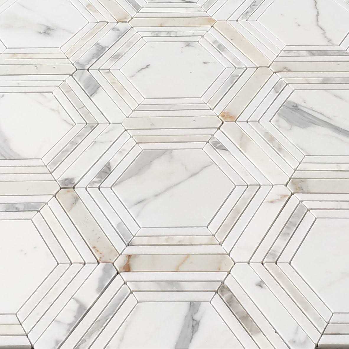 Calacatta 9 x 8 Marble Mosaic Tile Marble Online - Image 3