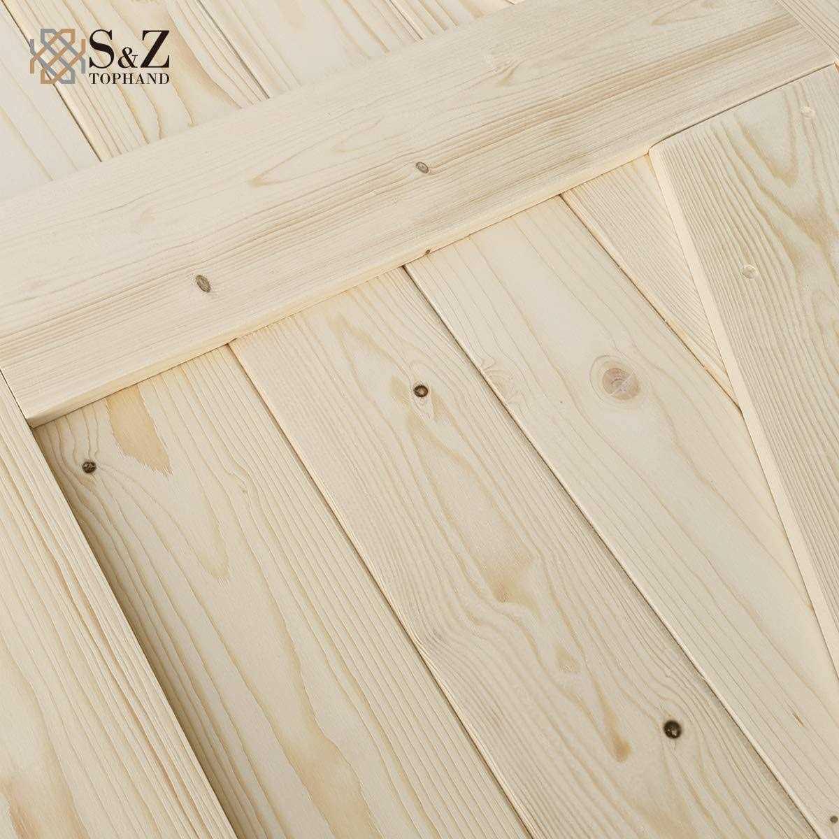 Paneled Wood Unfinished Double Barn Door with Installation Hardware Kit S&Z TOPHAND - Image 4