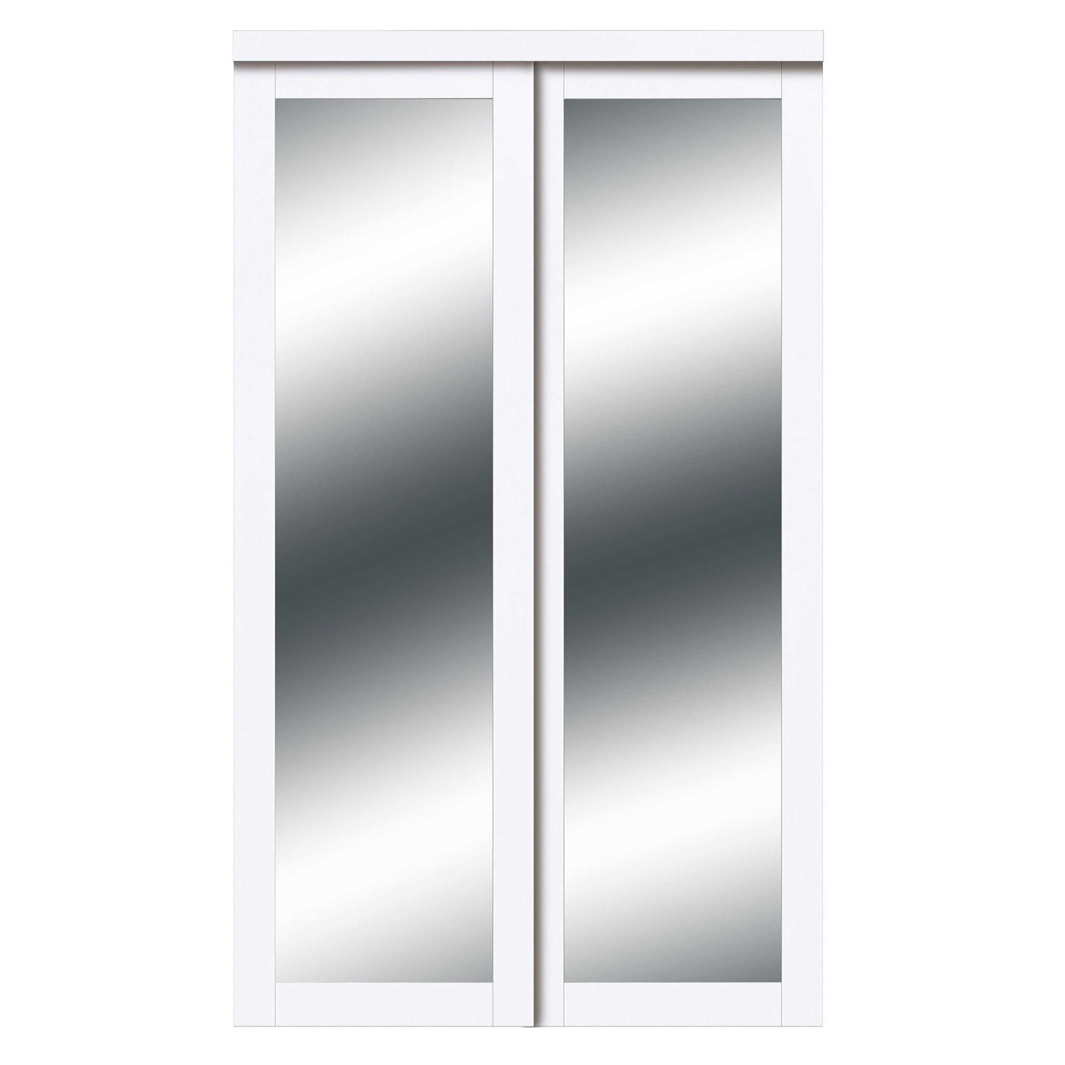 Renin 80 in. Harmony White Mirror MDF Bypass Sliding Closet Door - Image 3
